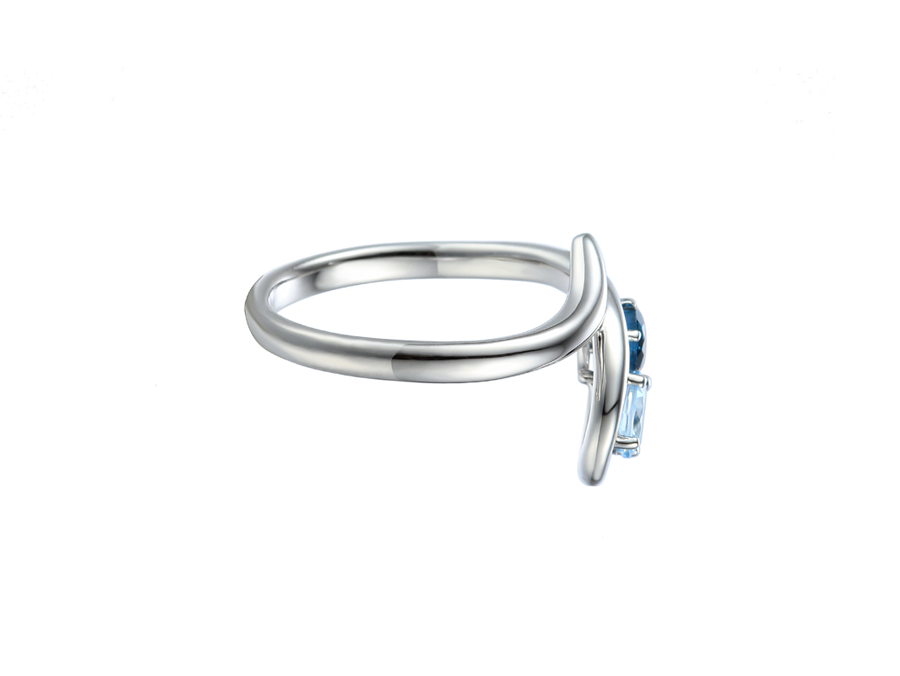 Amore Argento Sterling Silver Blue Topaz Swirl  Ring