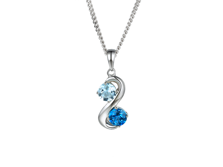 Amore Argento Sterling Silver Blue Topaz Pendant & Chain