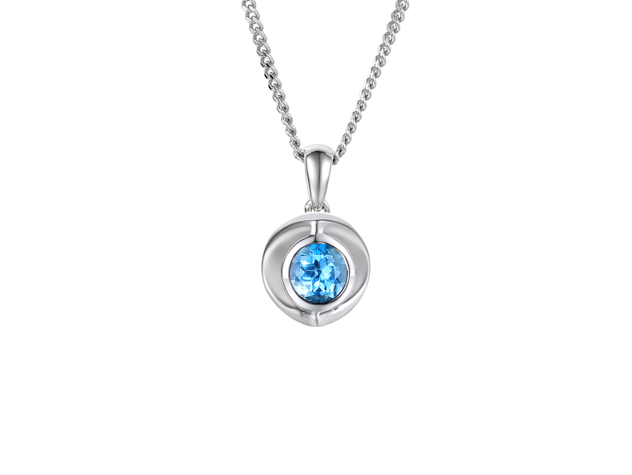 Amore Argento Sterling Silver Blue Topaz Pendant & Chain