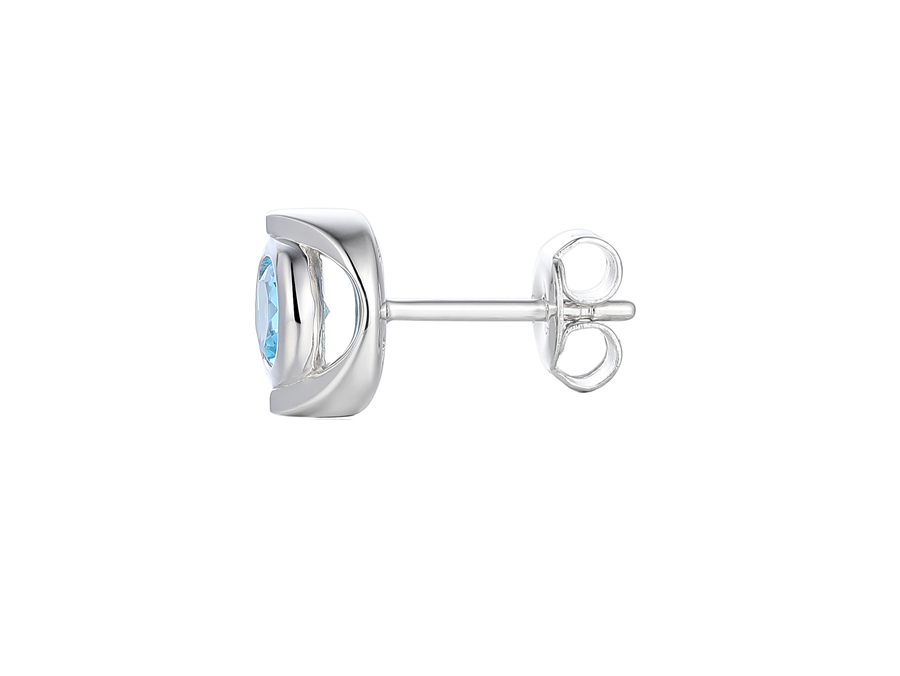 Amore Argento Silver 5mm Round Blue Topaz Stud Earrings
