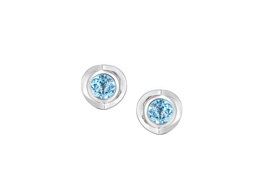 Amore Argento Silver 5mm Round Blue Topaz Stud Earrings