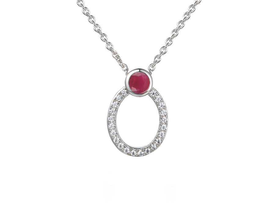 Amore Argento Ruby & CZ Teardrop Necklace