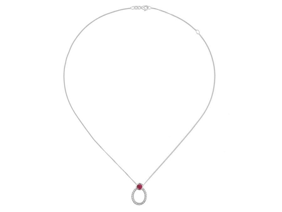 Amore Argento Ruby & CZ Teardrop Necklace