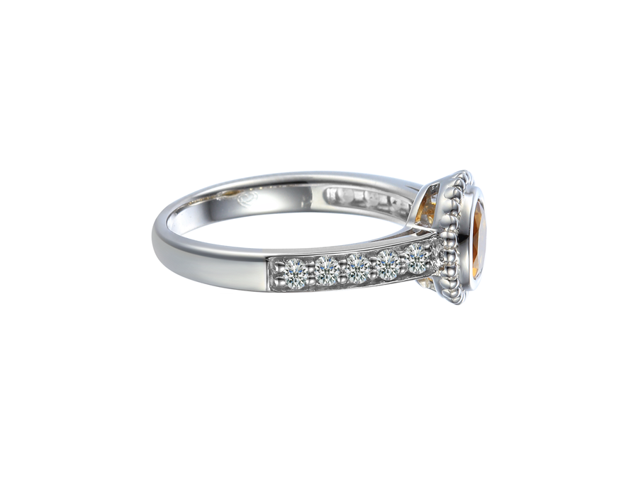 Amore Argento Sterling Silver Citrine & CZ Dress Ring