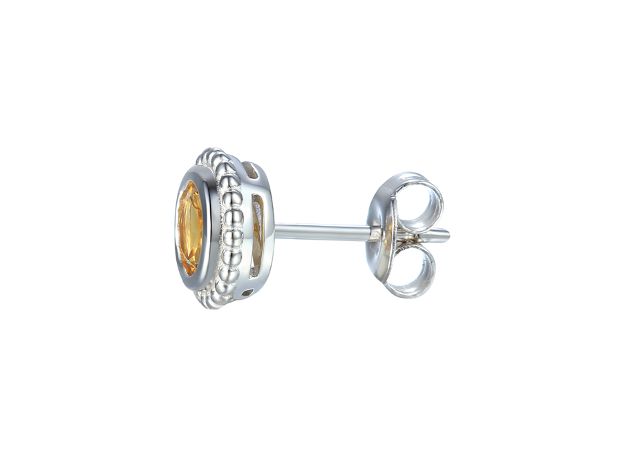 Amore Argento Silver 5mm Citrine Stud Earrings