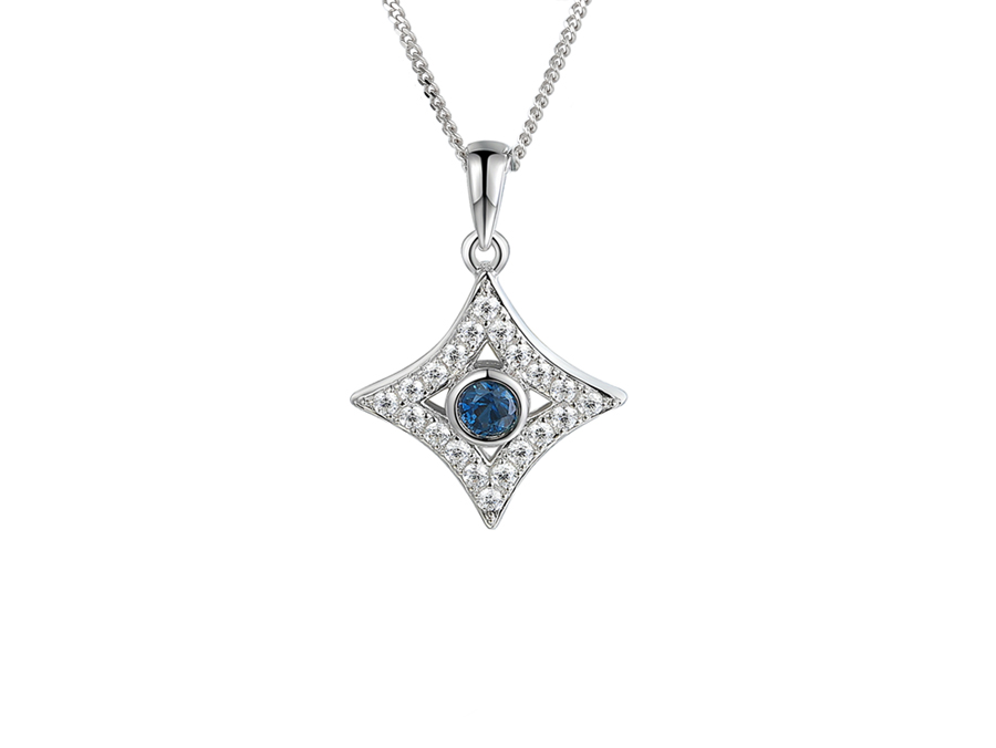 Amore Argento Silver Sapphire & CZ Necklace