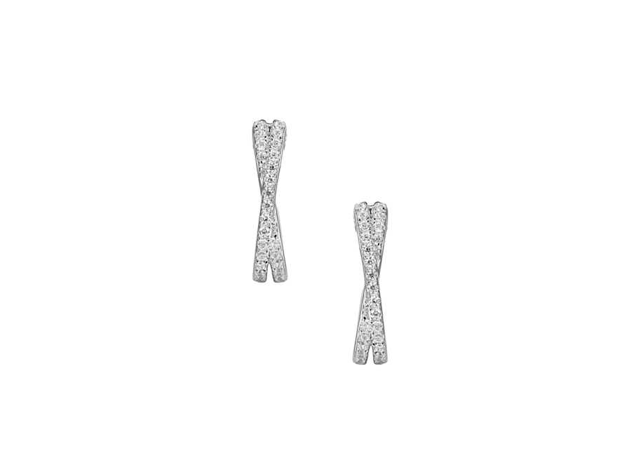 Amore Argento Silver CZ Hoop Earrings