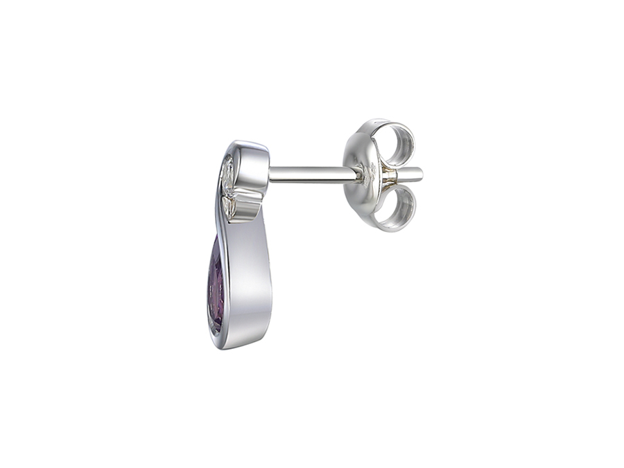 Amore Argento Silver Amethyst & CZ Stud Earrings