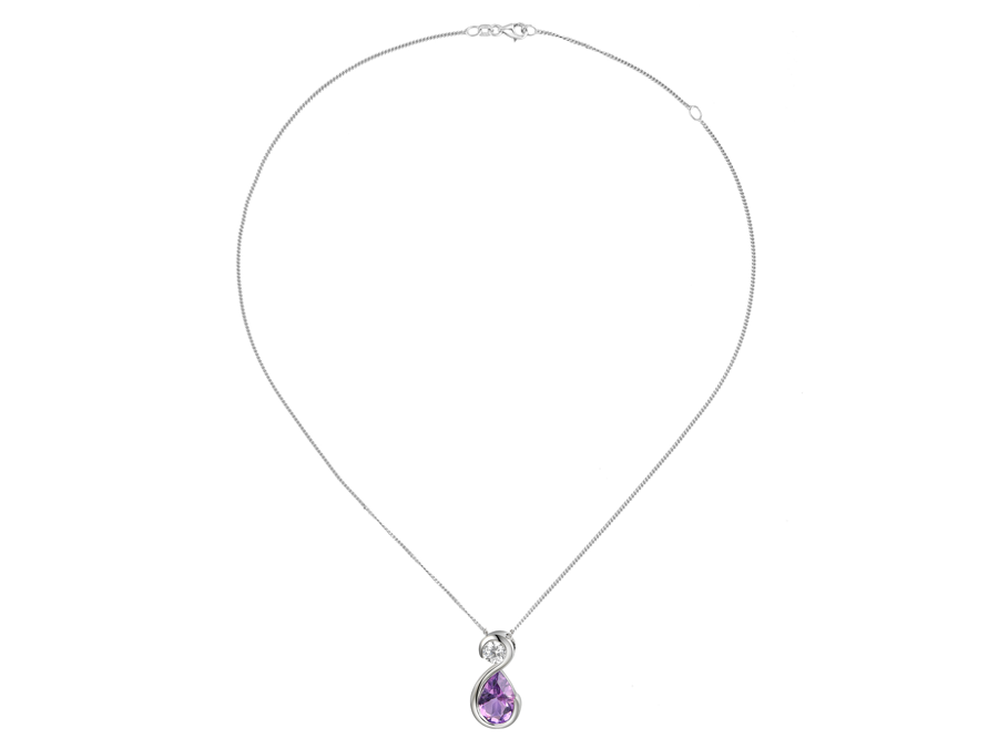 Amore Argento Silver Amethyst & CZ Necklace