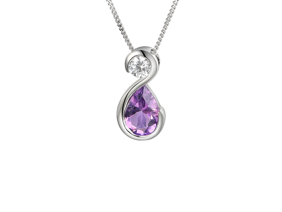 Amore Argento Silver Amethyst & CZ Necklace