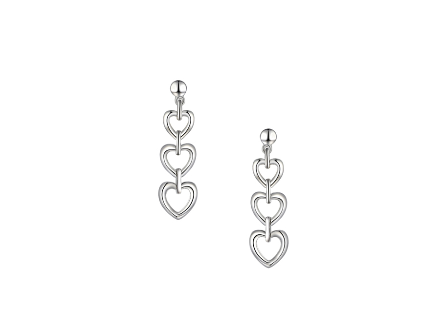 Amore Argento Sterling Silver Heart Drop Earrings