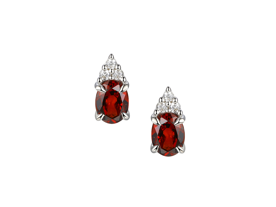 Amore Argento Silver Garnet & CZ Cluster Stud Earrings