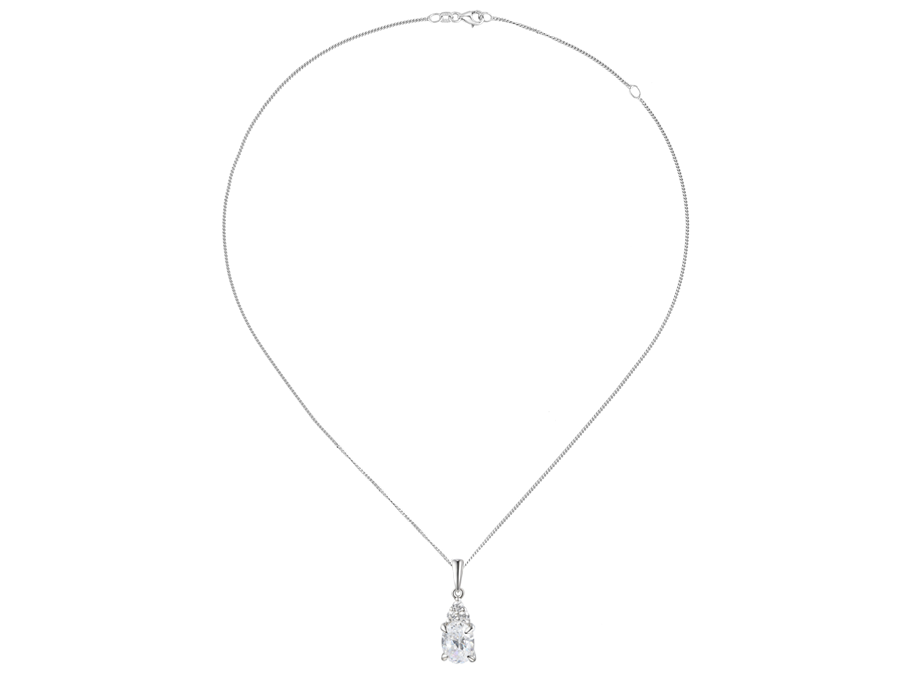Amore Argento Silver CZ Cluster Necklace
