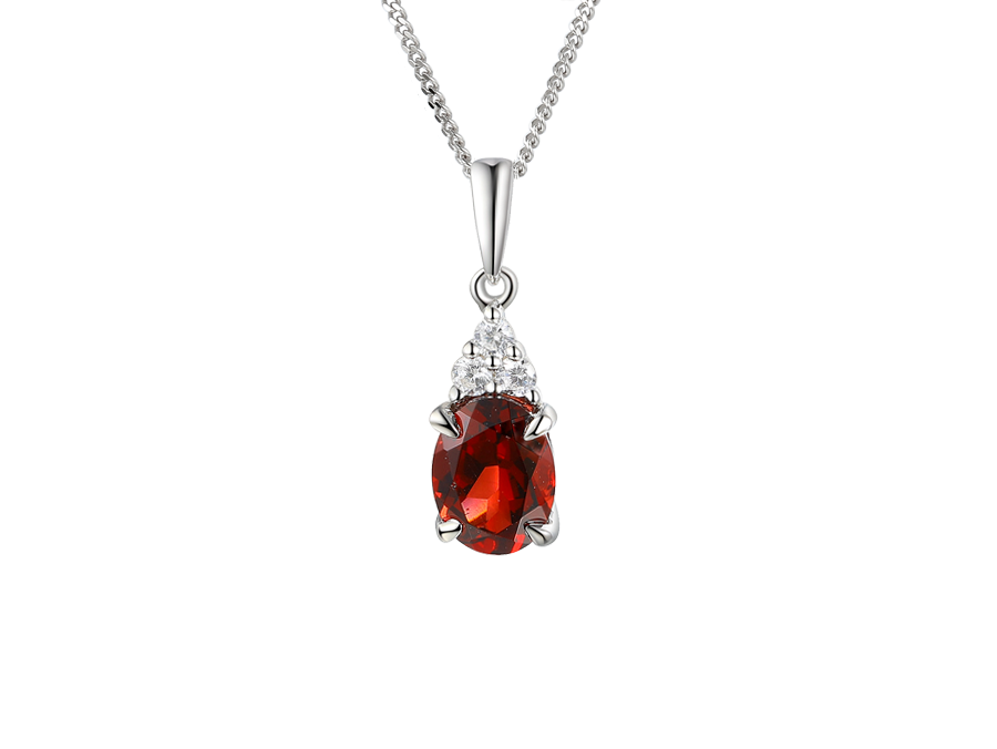 Amore Argento Silver Garnet & CZ Cluster Necklace