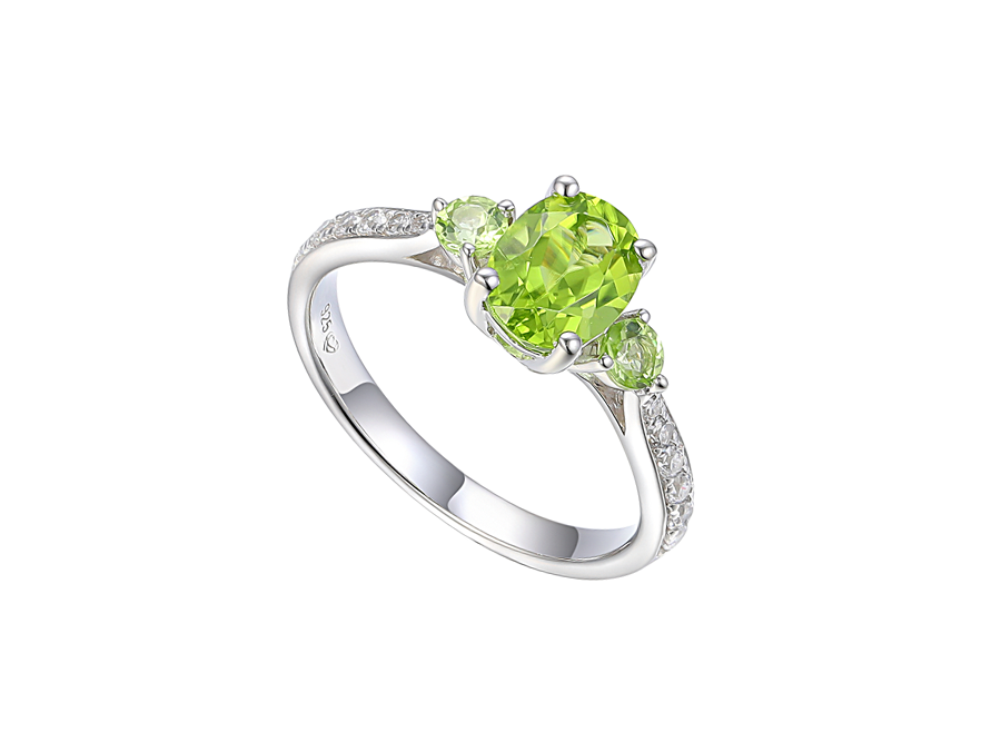 Amore Argento Sterling Silver Peridot & CZ Dress Ring