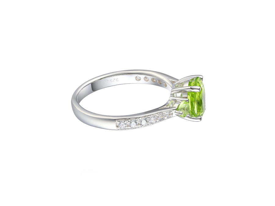 Amore Argento Sterling Silver Peridot & CZ Dress Ring