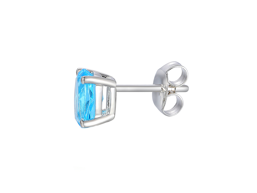 Amore Argento Silver Blue Topaz Oval Stud Earrings