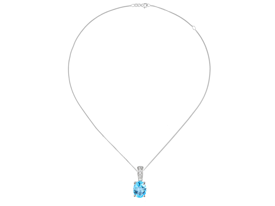 Amore Argento Silver Blue Topaz & CZ Necklace