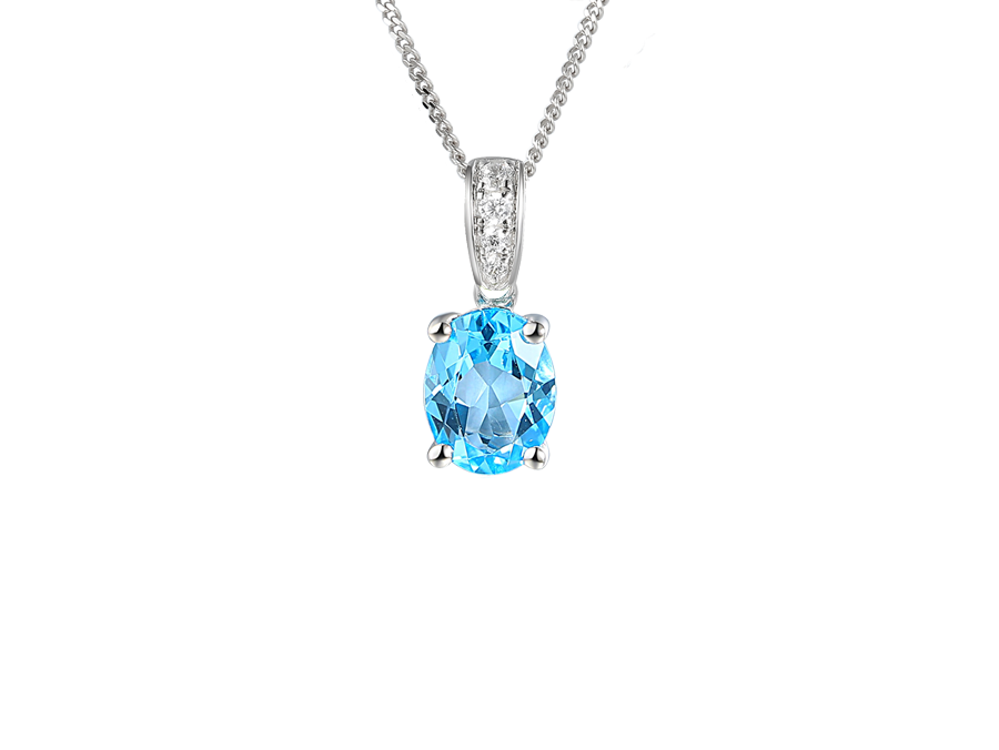 Amore Argento Silver Blue Topaz & CZ Necklace