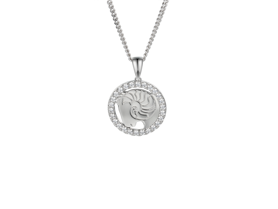 Amore Argento Silver Aries Cut-Out CZ Zodiac Necklace