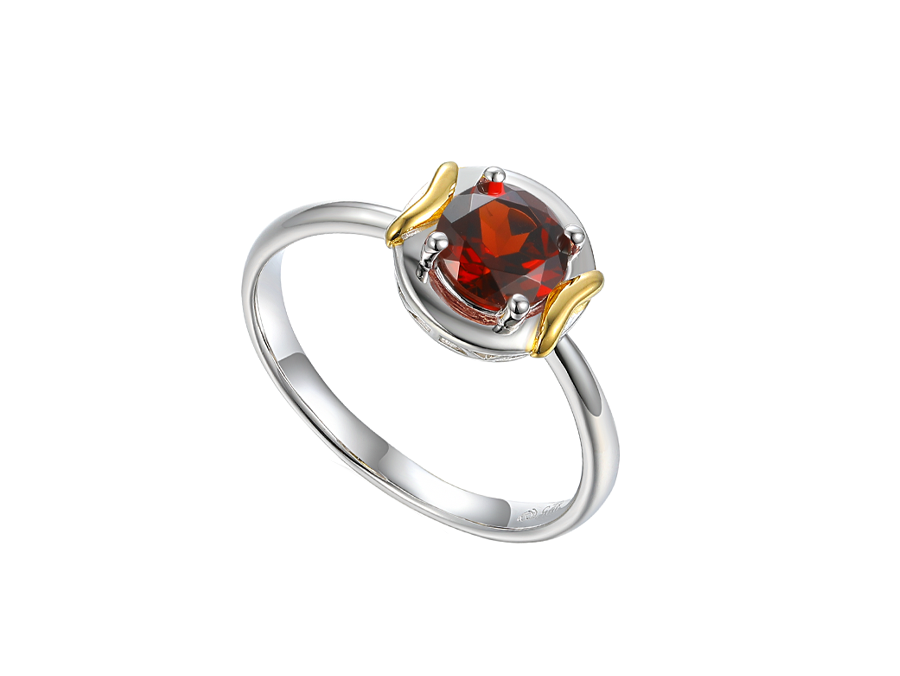 Amore Argento Sterling Silver & TT Garnet Dress Ring
