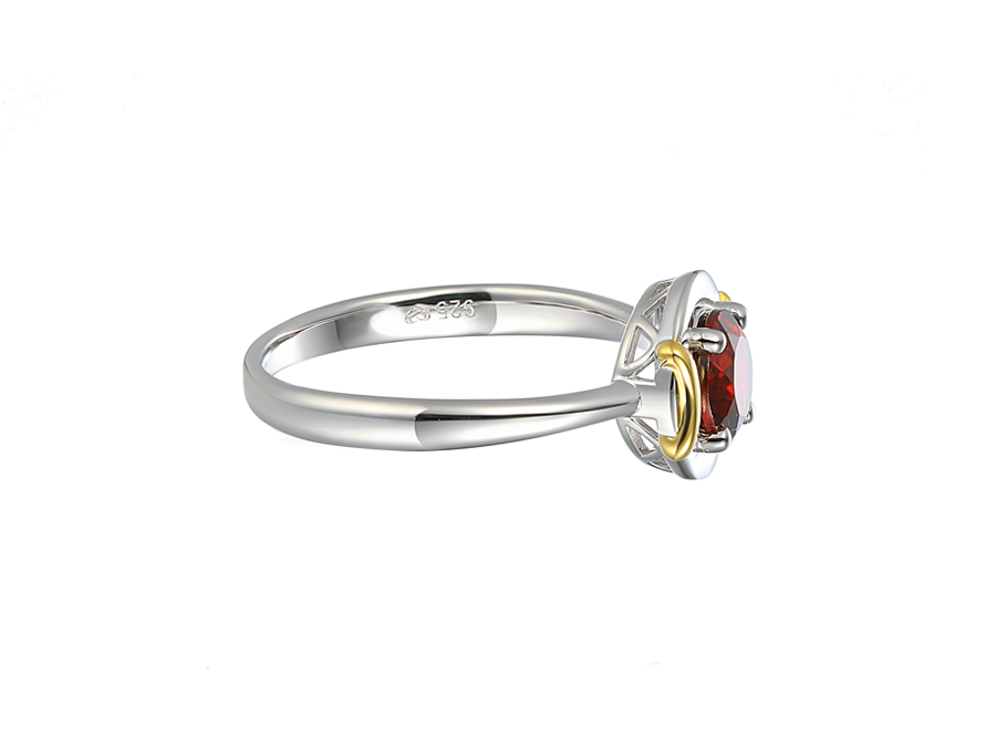Amore Argento Sterling Silver & TT Garnet Dress Ring