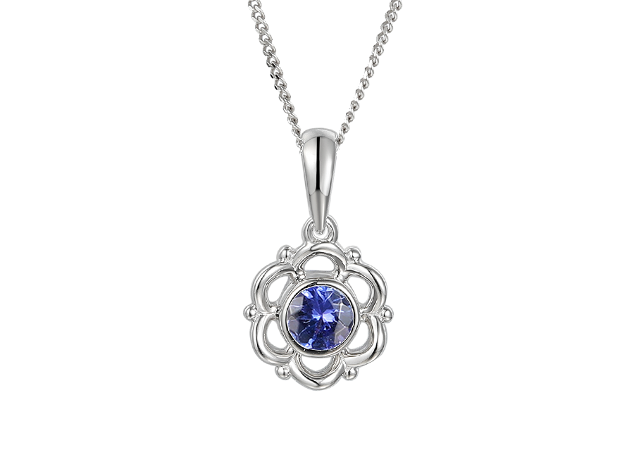 Amore Argento Sterling Silver Fancy Tanzanite Pendant & Chain