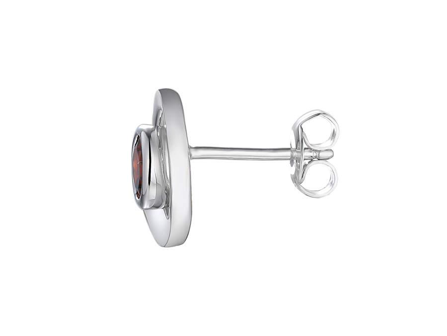 Amore Argento Silver Round Swirl Garnet Stud Earrings