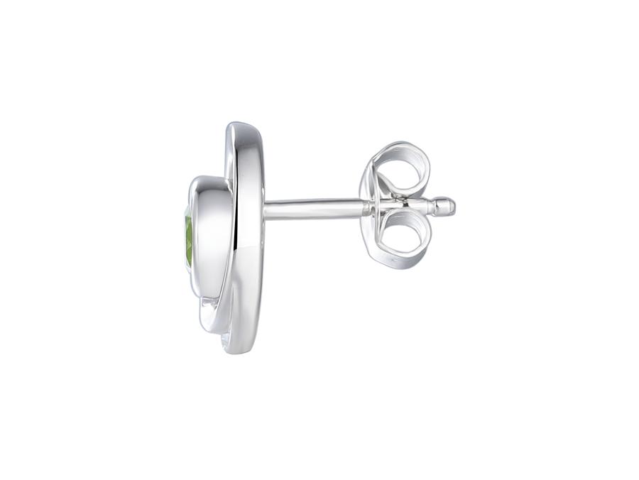 Amore Argento Sterling Silver Peridot Swirl Circle Stud Earrings