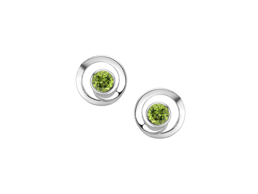Amore Argento Sterling Silver Peridot Swirl Circle Stud Earrings