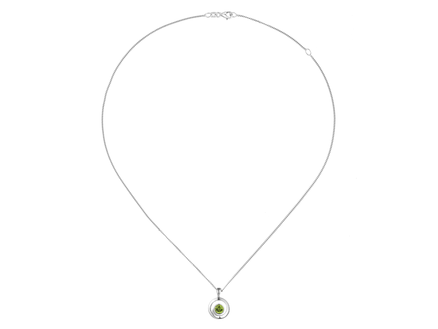 Amore Argento Sterling Silver Peridot Swirl Circle Necklace