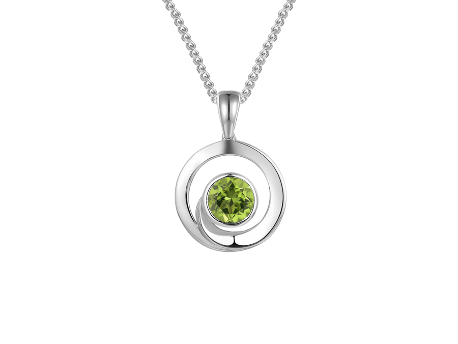 Amore Argento Sterling Silver Peridot Swirl Circle Necklace