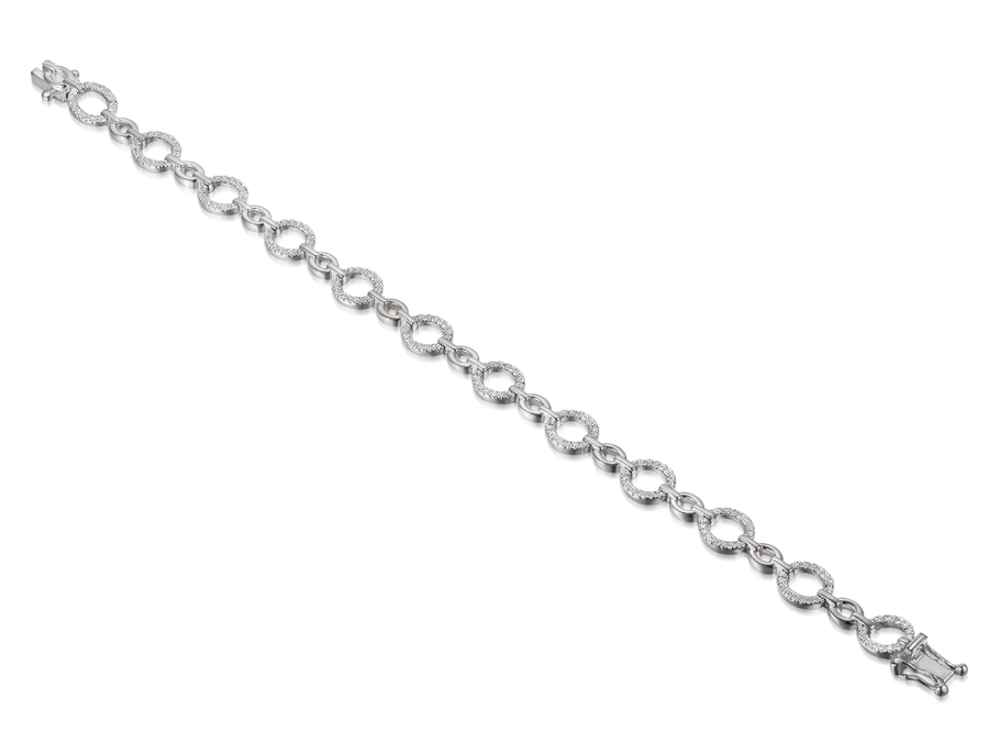 Amore Argento Sterling Silver CZ Open Link Bracelet