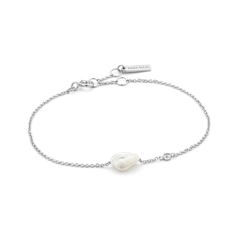 Ania Haie Sterling Silver Pearl & Chain Link Bracelet