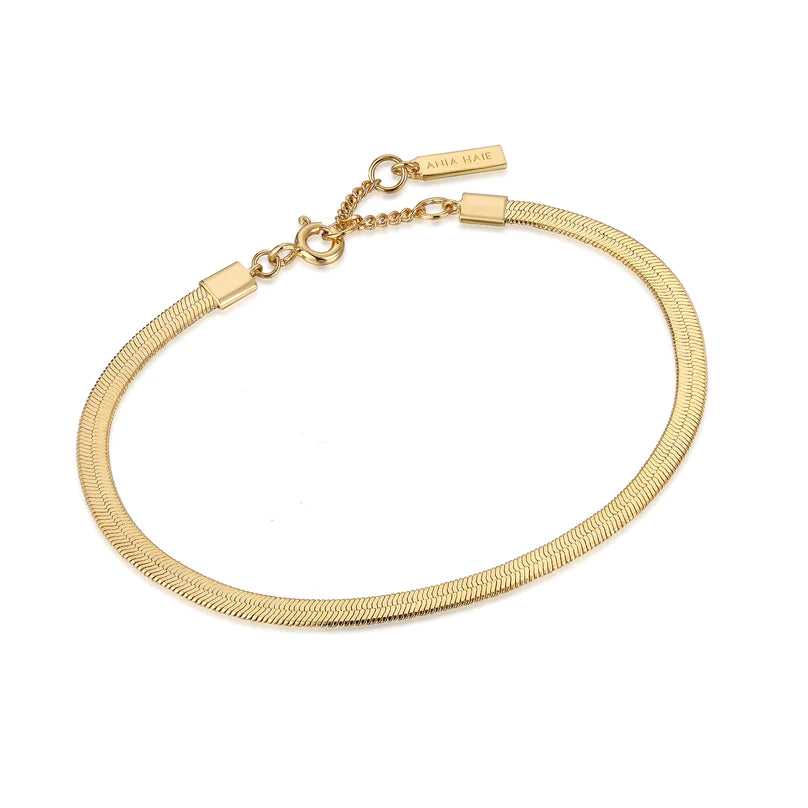 Ania Haie Gold Plated Flat Snake Chain Bracelet