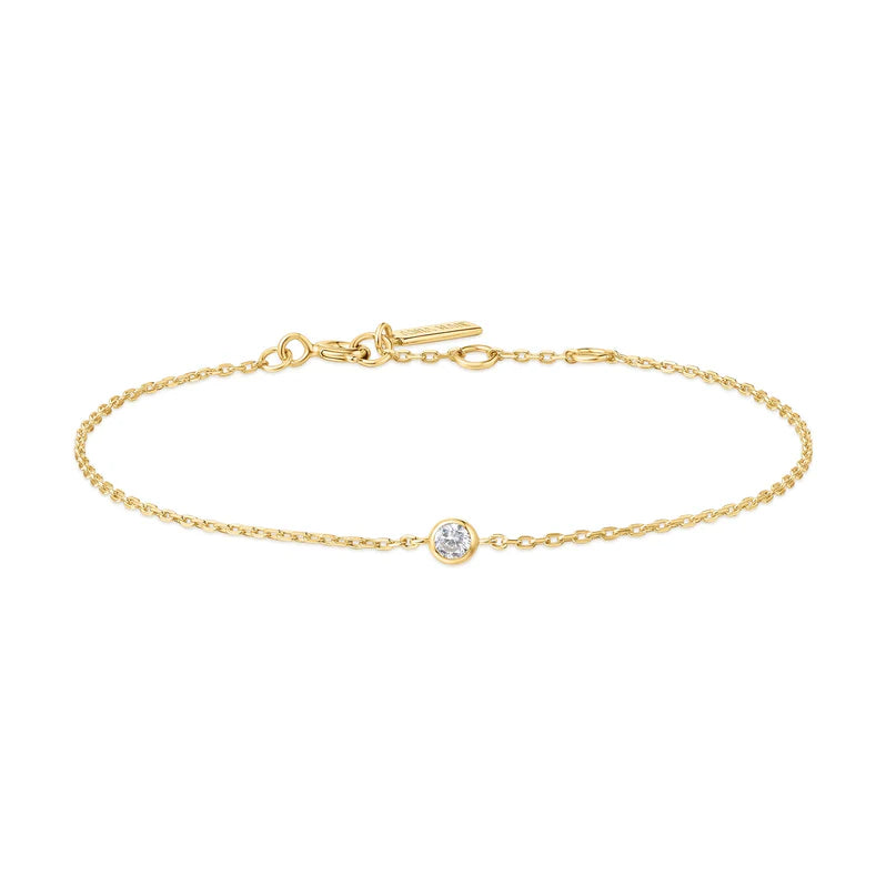 Ania Haie Gold Plated Single CZ Adjustable Bracelet