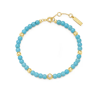 Ania Haie Gold Plated Synthetic Turquoise Beaded Bracelet