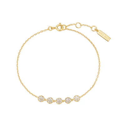 Ania Haie Gold Plated Pavé CZ 5 Disk Link Bracelet