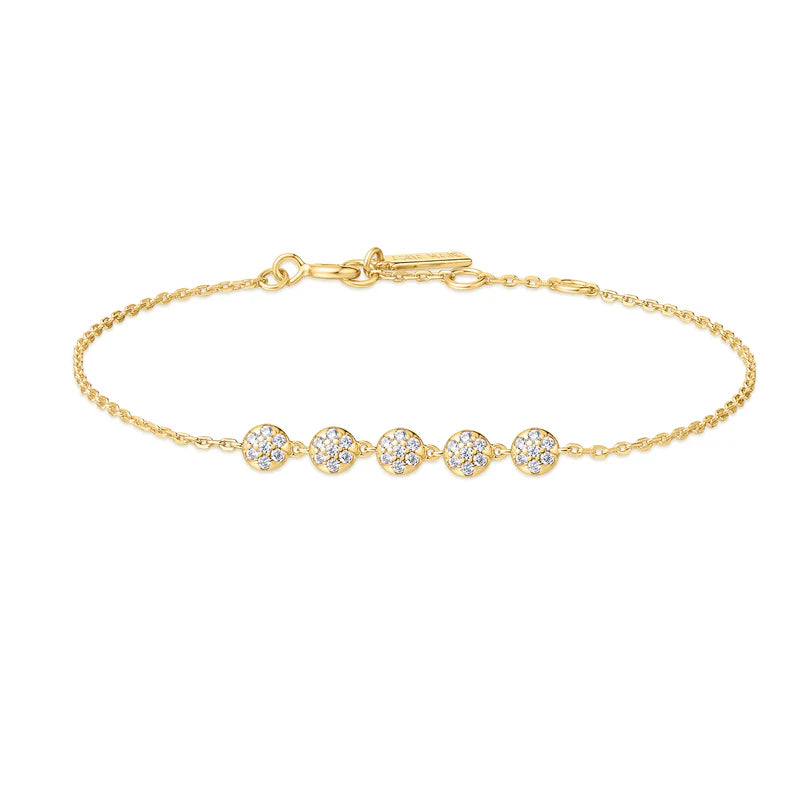 Ania Haie Gold Plated Pavé CZ 5 Disk Link Bracelet