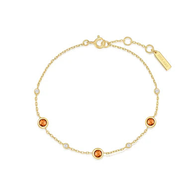 Ania Haie Gold Plated Round Orange & Clear CZ Station Bracelet