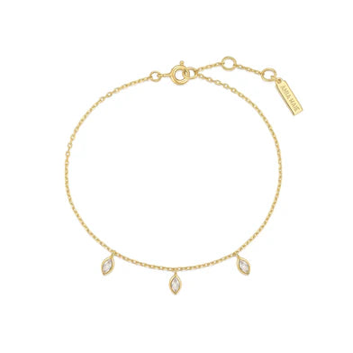 Ania Haie Gold Plated Marquise CZ Triple Drop Bracelet