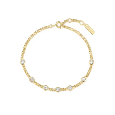 Ania Haie Gold Plated Round Multi CZ Station Curb Bracelet