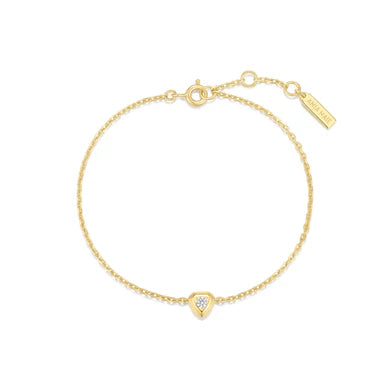 Ania Haie Gold Plated Small CZ Shield & Trace Chain Bracelet