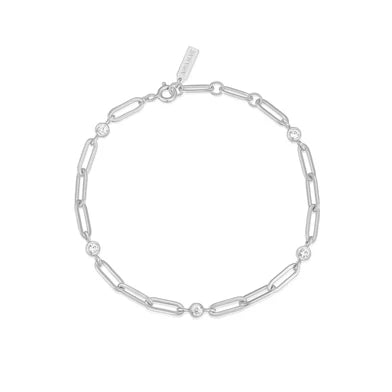 Ania Haie Sterling Silver Paperclip Link & CZ Adjustable Bracelet