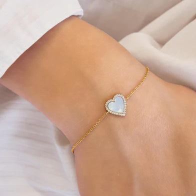 Ania Haie Gold Plated Mother of Pearl & CZ Heart Bracelet