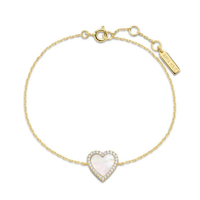 Ania Haie Gold Plated Mother of Pearl & CZ Heart Bracelet