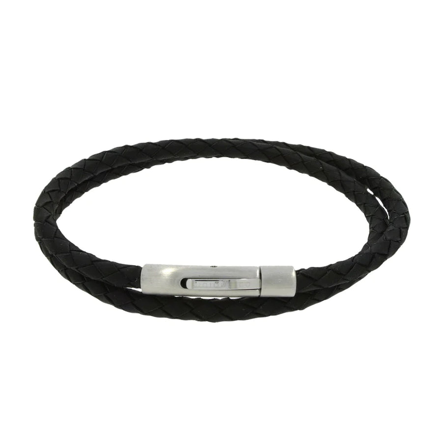Unique Black Double Wrap & Steel Clasp Bracelet
