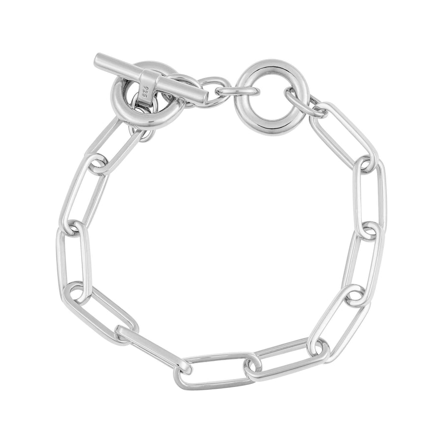 Sterling Silver Open Link Statement T-Bar Bracelet
