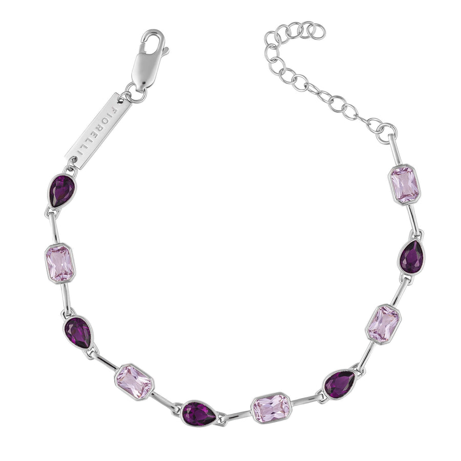 Fiorelli Sterling Silver Pink & Purple Mixed Cut Bracelet