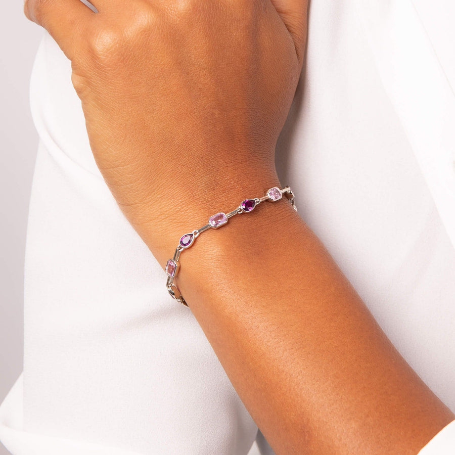 Fiorelli Sterling Silver Pink & Purple Mixed Cut Bracelet